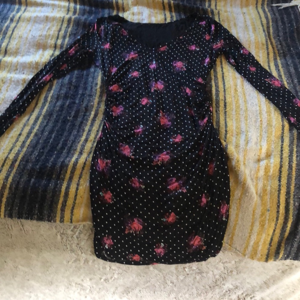 Guess Slinky Floral/Polka Dot Dress